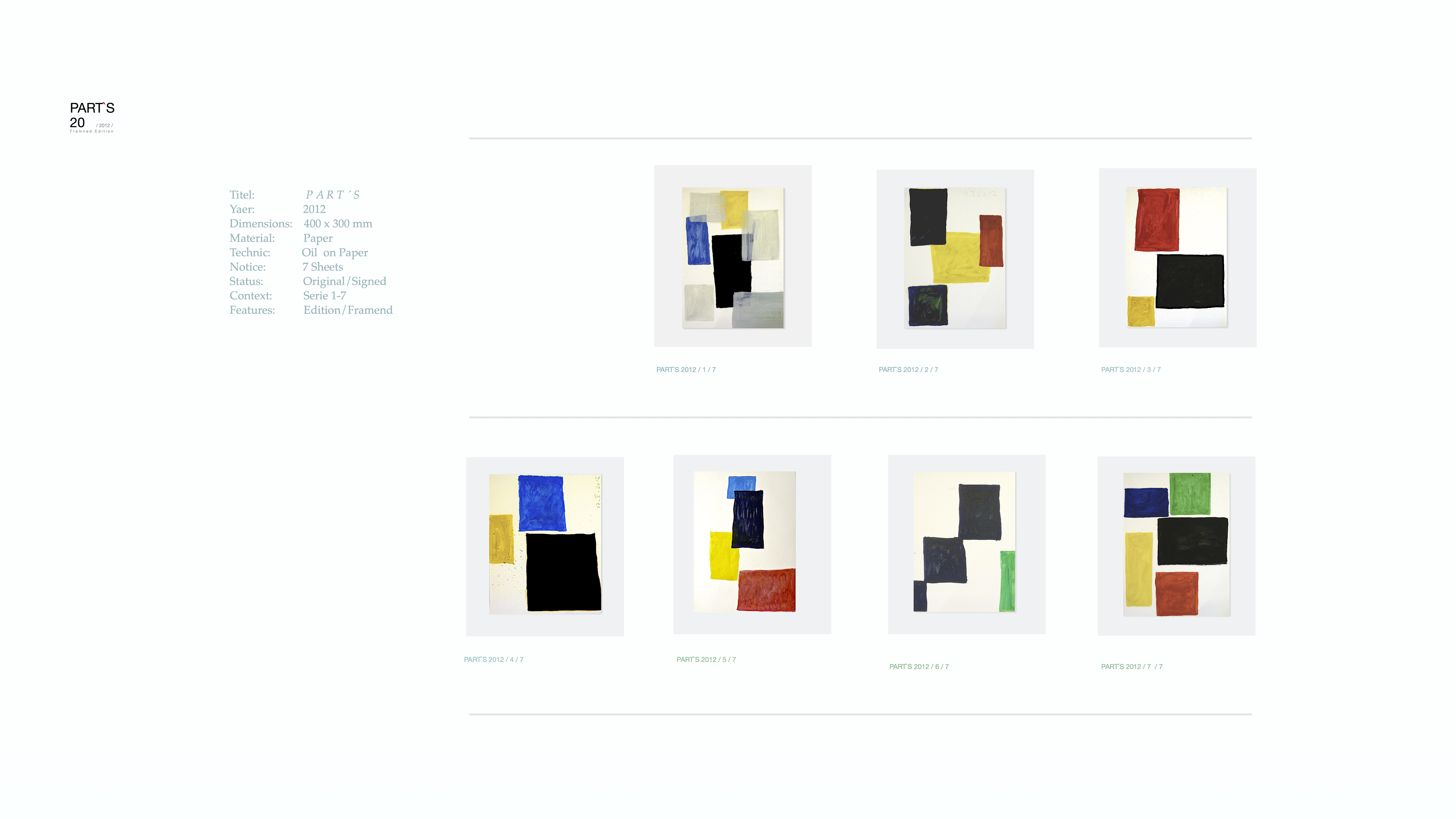 PARTS / Heiner H. Hoier / Hoier.works / PARTS - 2012 Oil on Paper Edition Framned - Full Series